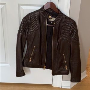 Michael Kors XS brown leather jacket
